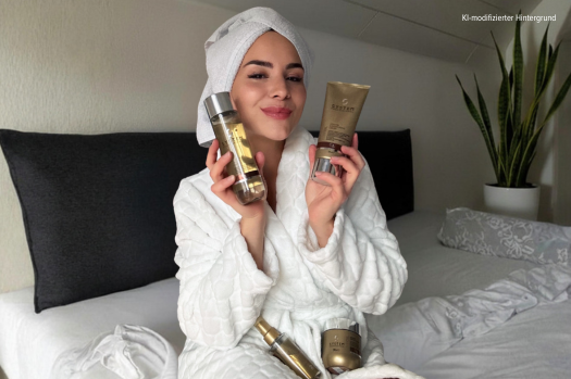 Influencer Evelin Haarpflege Routine SP Lipid Code Luxe Oil, KI modifizierter Hintergrund